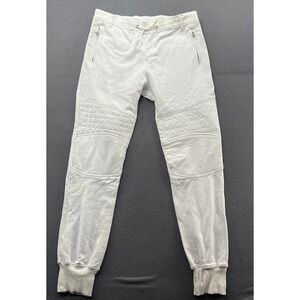 Rockstar Original Pants Mens 31 White Moto Jogger Quilted Knee Zipper Pockets